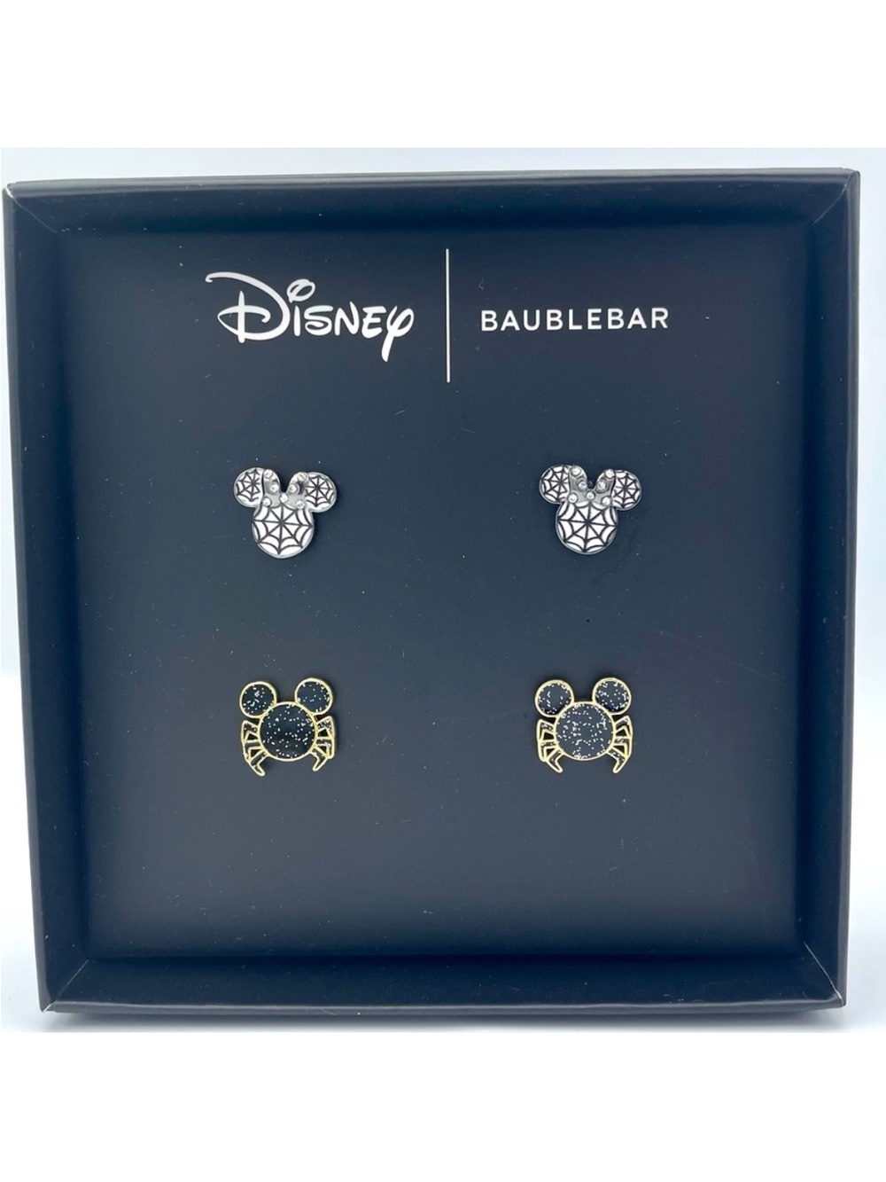 Disney Halloween BaubleBar Mickey & Minnie spider Stud Earring Silver & gold